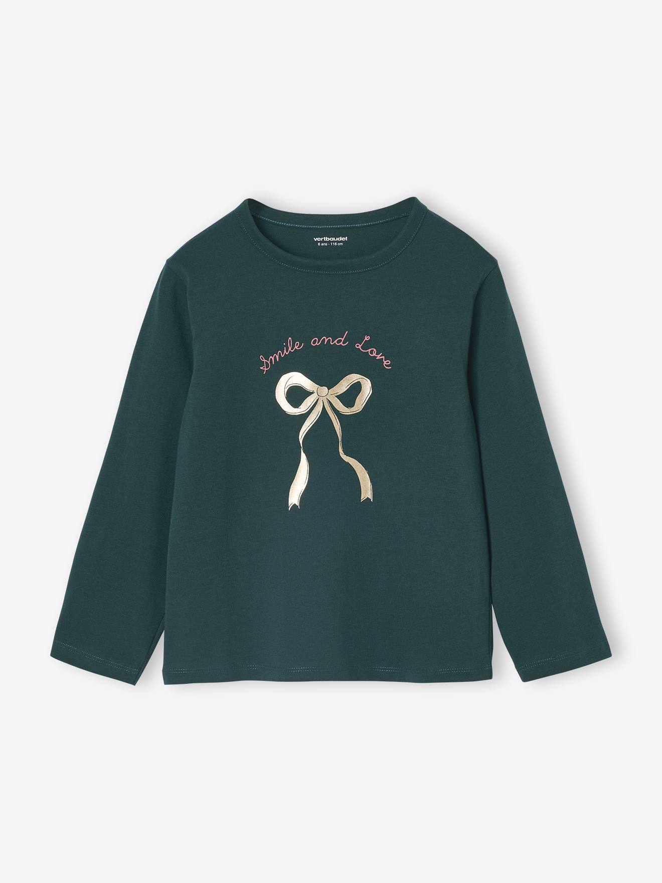 T-shirt Fille Manches Longues Fantaisie Vertbaudet - Motif En Relief, Col Rond, 100% Coton, Taille 14 Ans - 9