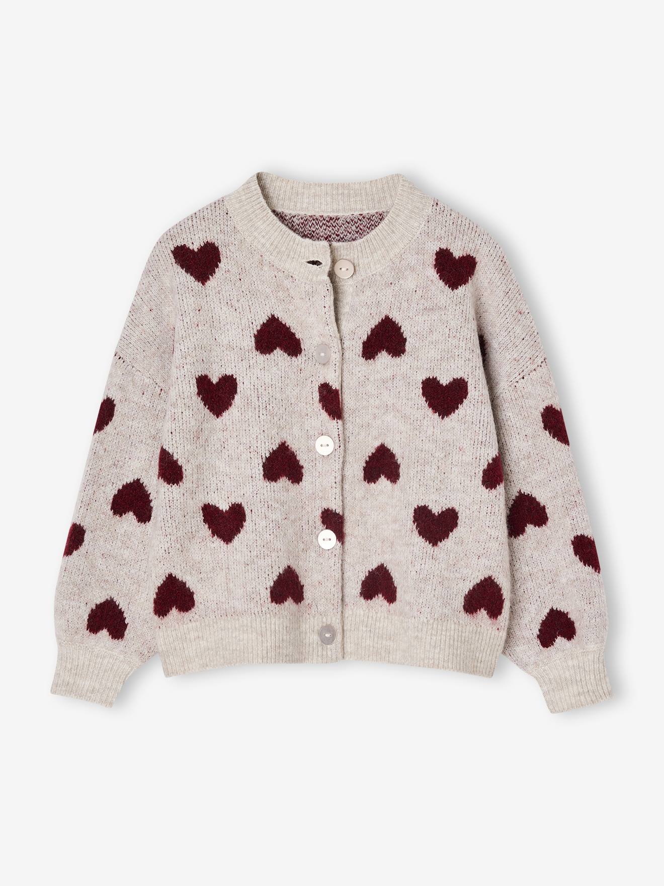 Vertbaudet Jacquard Vest Met Hartjes Meisjes Goudbeige