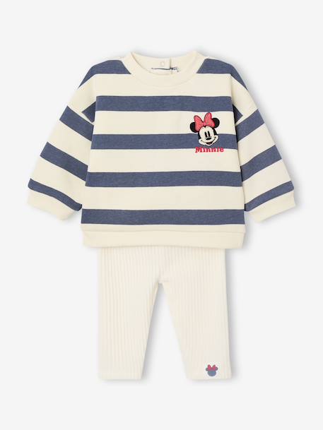 Ensemble bébé sweat-shirt + legging Disney Minnie rayé bleu - vertbaudet enfant 
