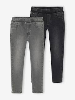 Jongens-Broek-Set van 2 slim-fit jeans met elastische en verstelbare taille