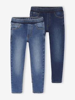 Jongens-Broek-Set van 2 slim-fit jeans met elastische en verstelbare taille