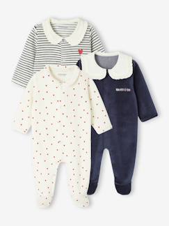 Bébé-Pyjama, surpyjama-Lot de 3 pyjamas bébé fille "c½urs" en velours