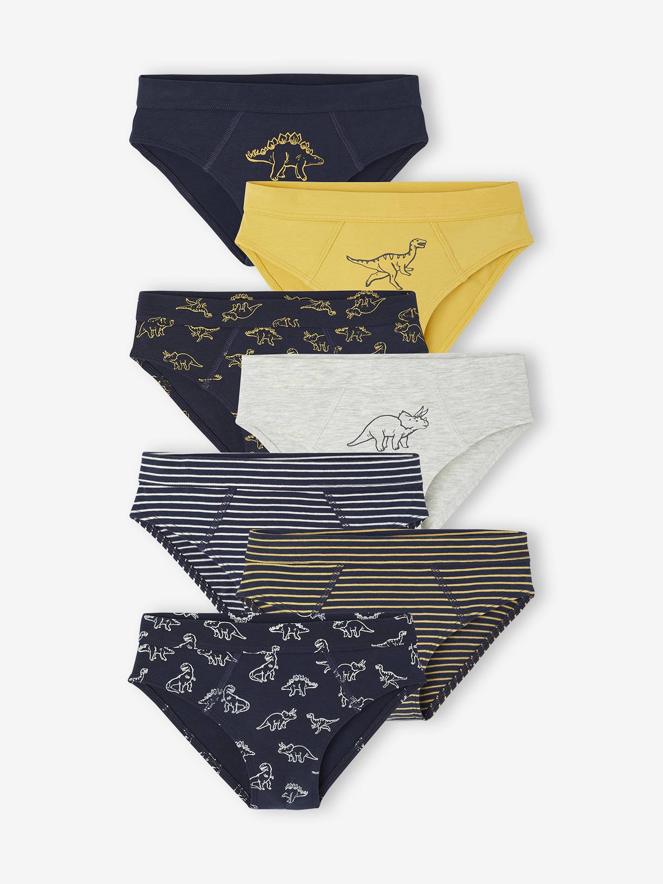 Vertbaudet Set Van 7 Slipjes Voor Jongens Dino Marineblauw