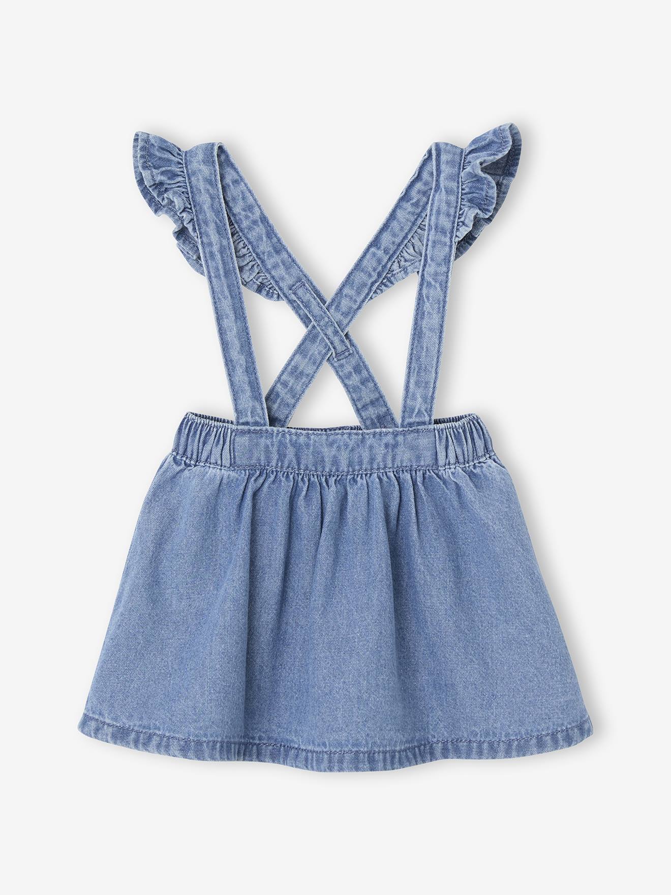 Vertbaudet Denim Rok Met Bretels Stone