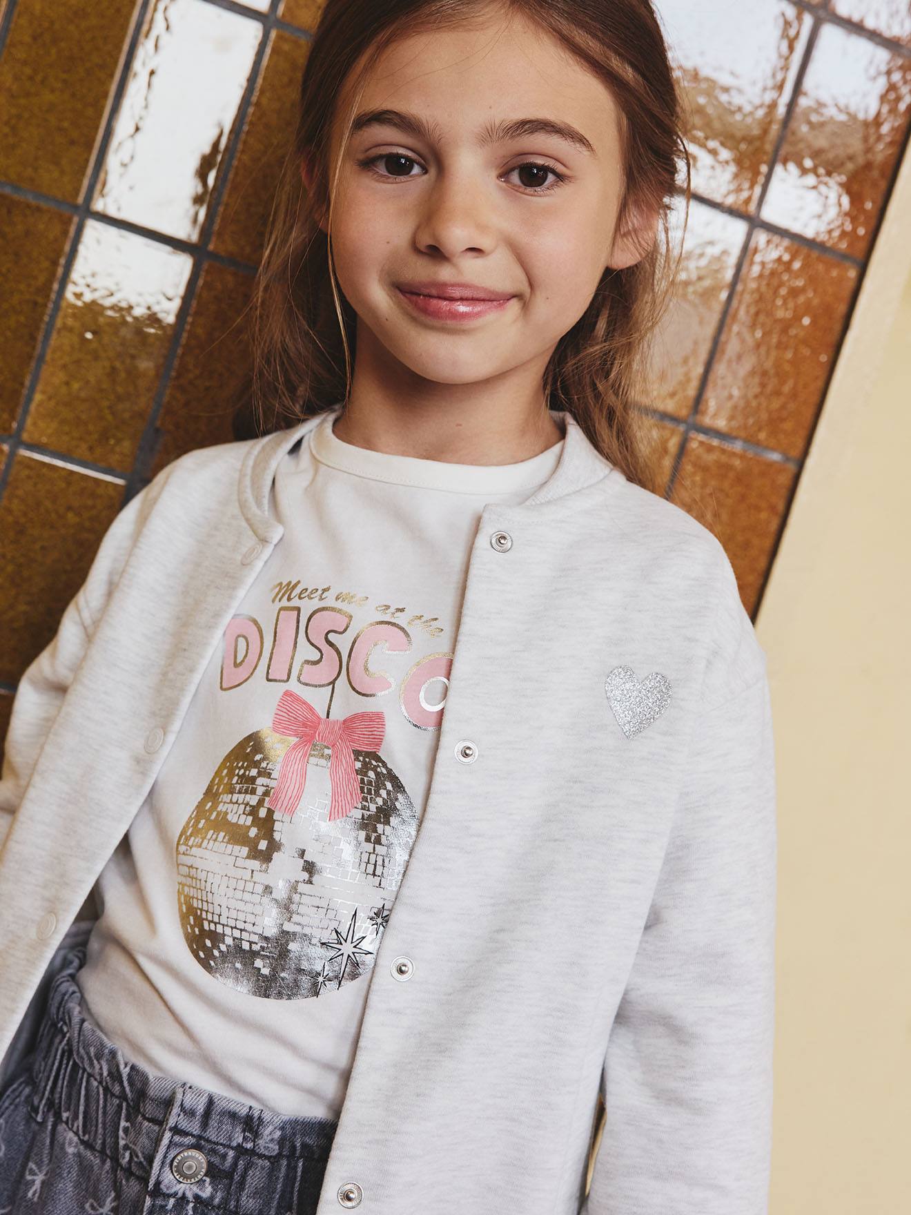 Vertbaudet Meisjes-T-shirt Met Lange Mouwen En Metallic Animatie Wit