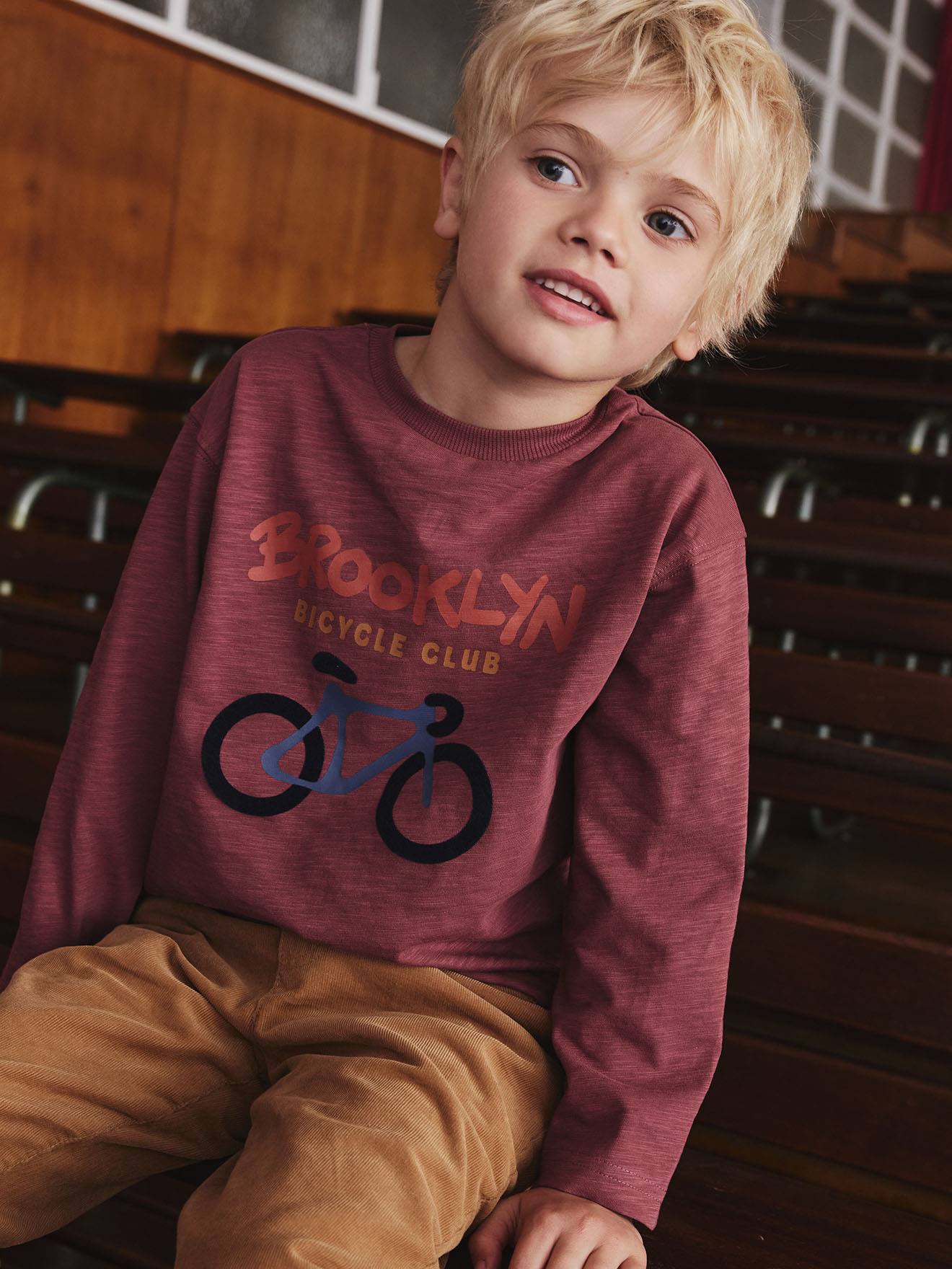 Vertbaudet T-shirt Met Lange Mouwen Met Print Voor Jongens Rozenhout