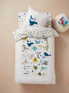 Linge de maison et décoration-Linge de lit enfant-Parure housse de couette + taie d'oreiller enfant ABECEDAIRE MARIN