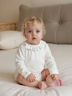Body bébé col en broderie anglaise manches longues  - vertbaudet enfant