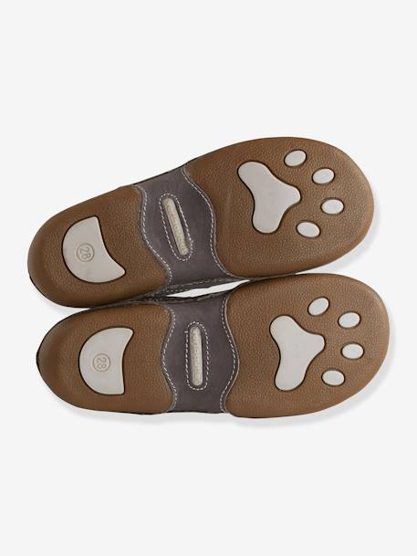 Chaussons élastiqués en cuir garçon GRIS FONCE - vertbaudet enfant 