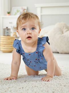 Bébé-Salopette, combinaison-Combishort bébé en denim léger 