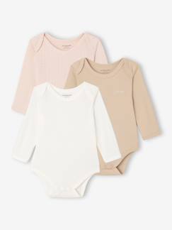 Lot de 3 bodies naissance en maille pointelle et interlock  - vertbaudet enfant