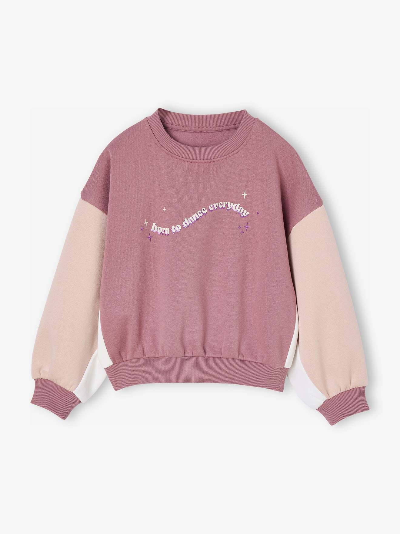 Vertbaudet Colorblock Sportieve Sweater Voor Meisjes Oudroze