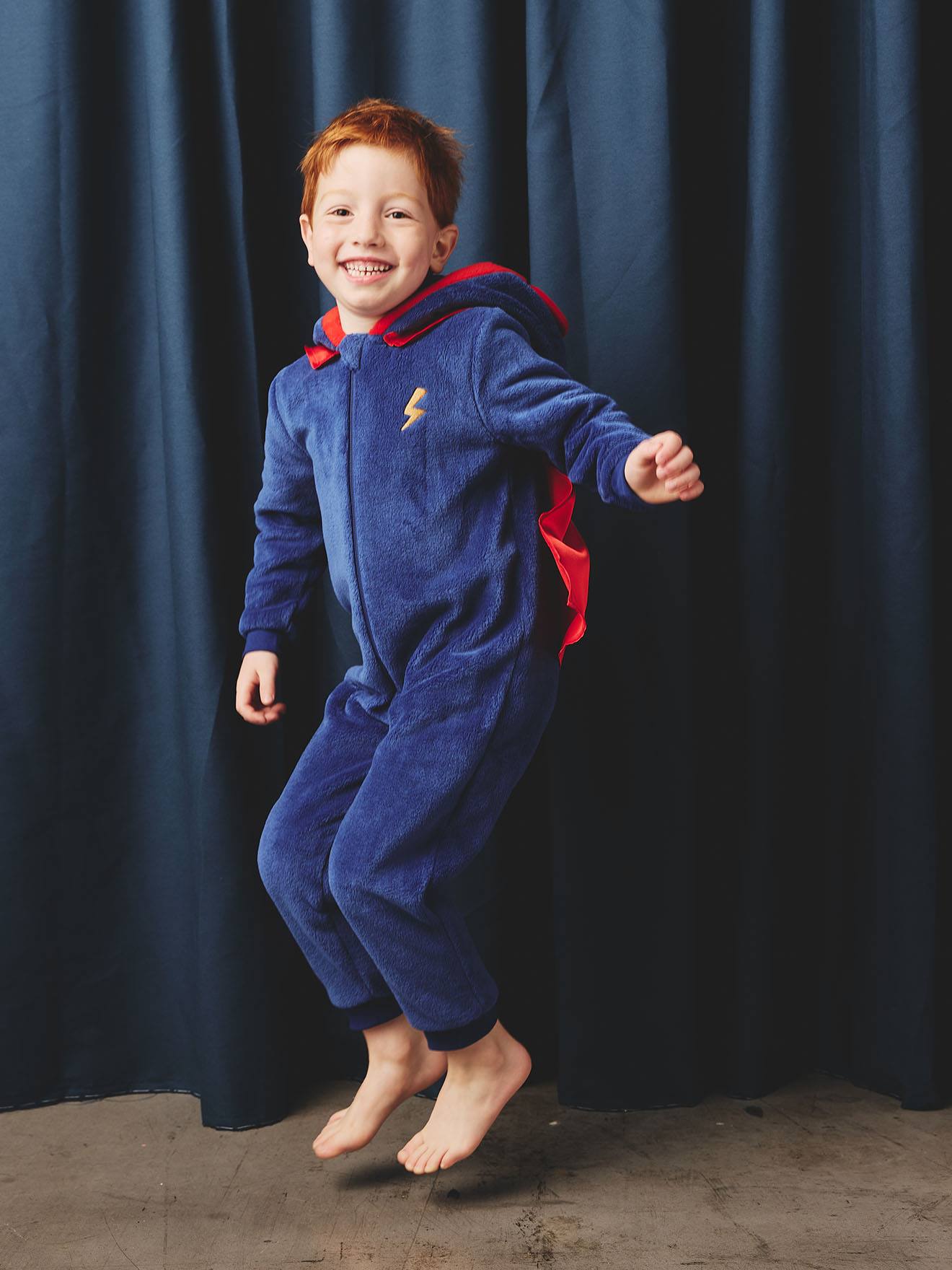 Vertbaudet Combi Pyjama Superheld, Cape + Afneembaar Masker Koningsblauw