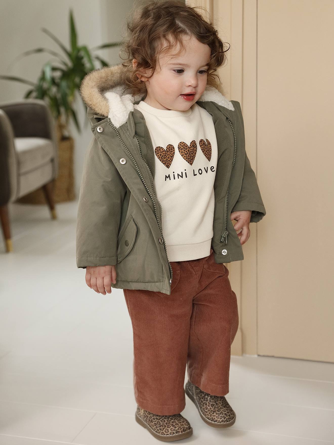 Vertbaudet Parka + Fijn Donsjack Baby 3-in-1 Olijf