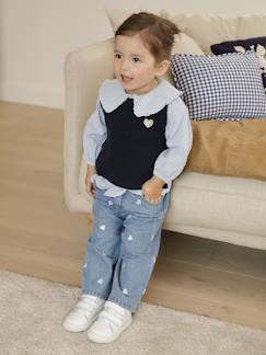 -Wijde jeans met kleine geborduurde hartjes