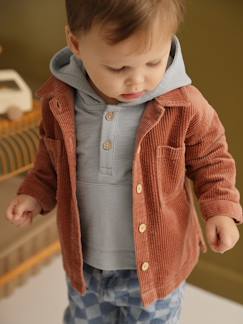 Baby-T-shirt, coltrui- Gestreept T-shirt met capuchon jongensbaby