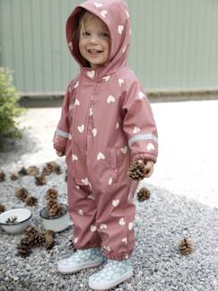 Bébé-Salopette, combinaison-Combinaison de pluie imprimée à capuche bébé doublée polaire