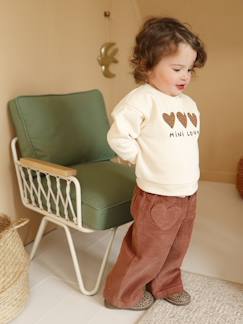 Baby-Babybroek van ribfluweel met "luipaard" riem om te knopen