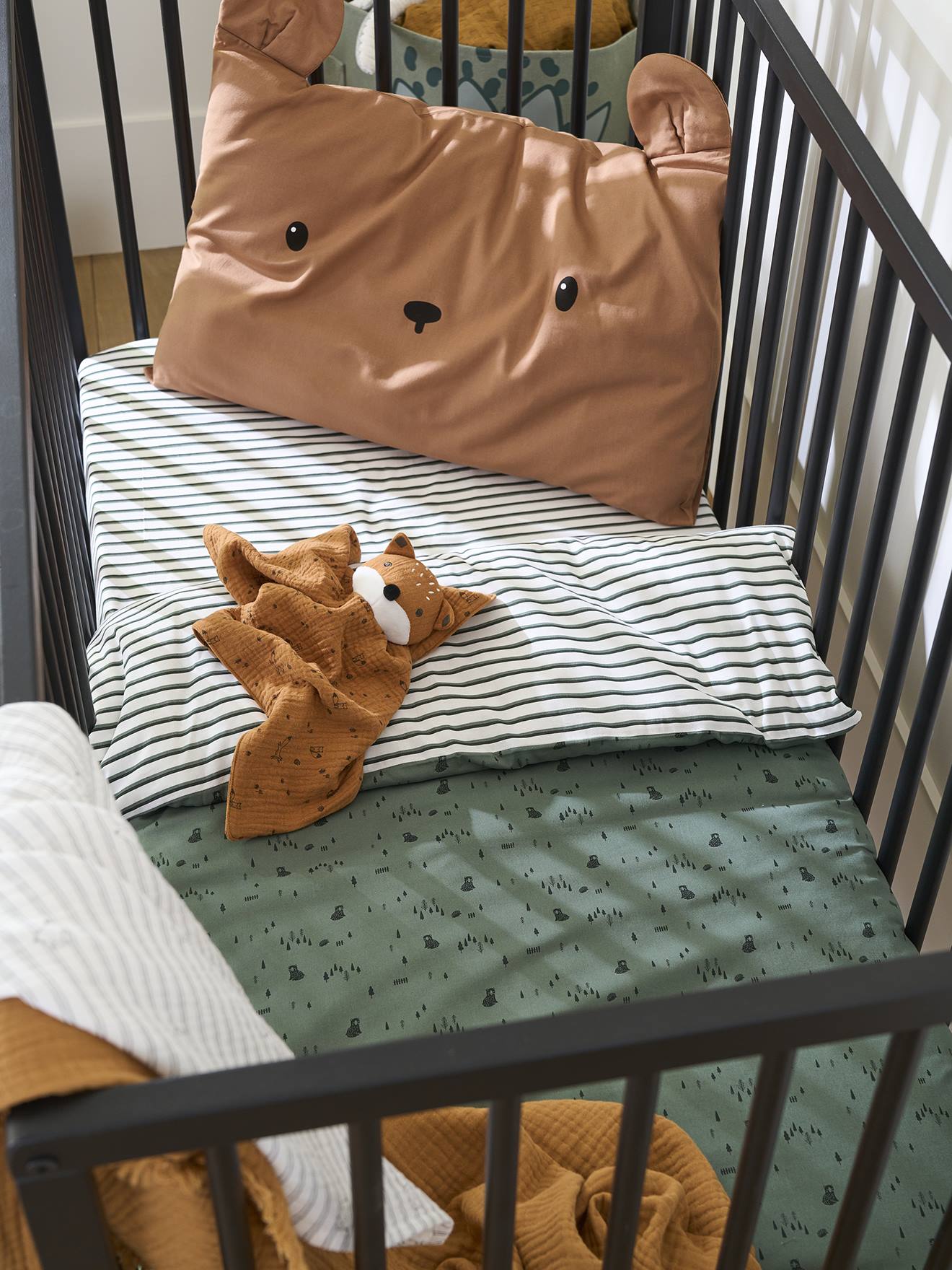 Vertbaudet Dekbedovertrek Green Forest Oeko-Tex® Voor Baby's Groen
