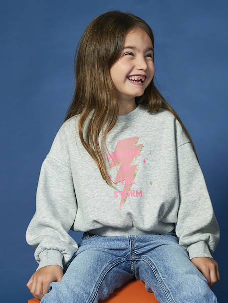 Fille-Pull, gilet, sweat-Sweat-Sweat fillle détail glitter forme raccourcie