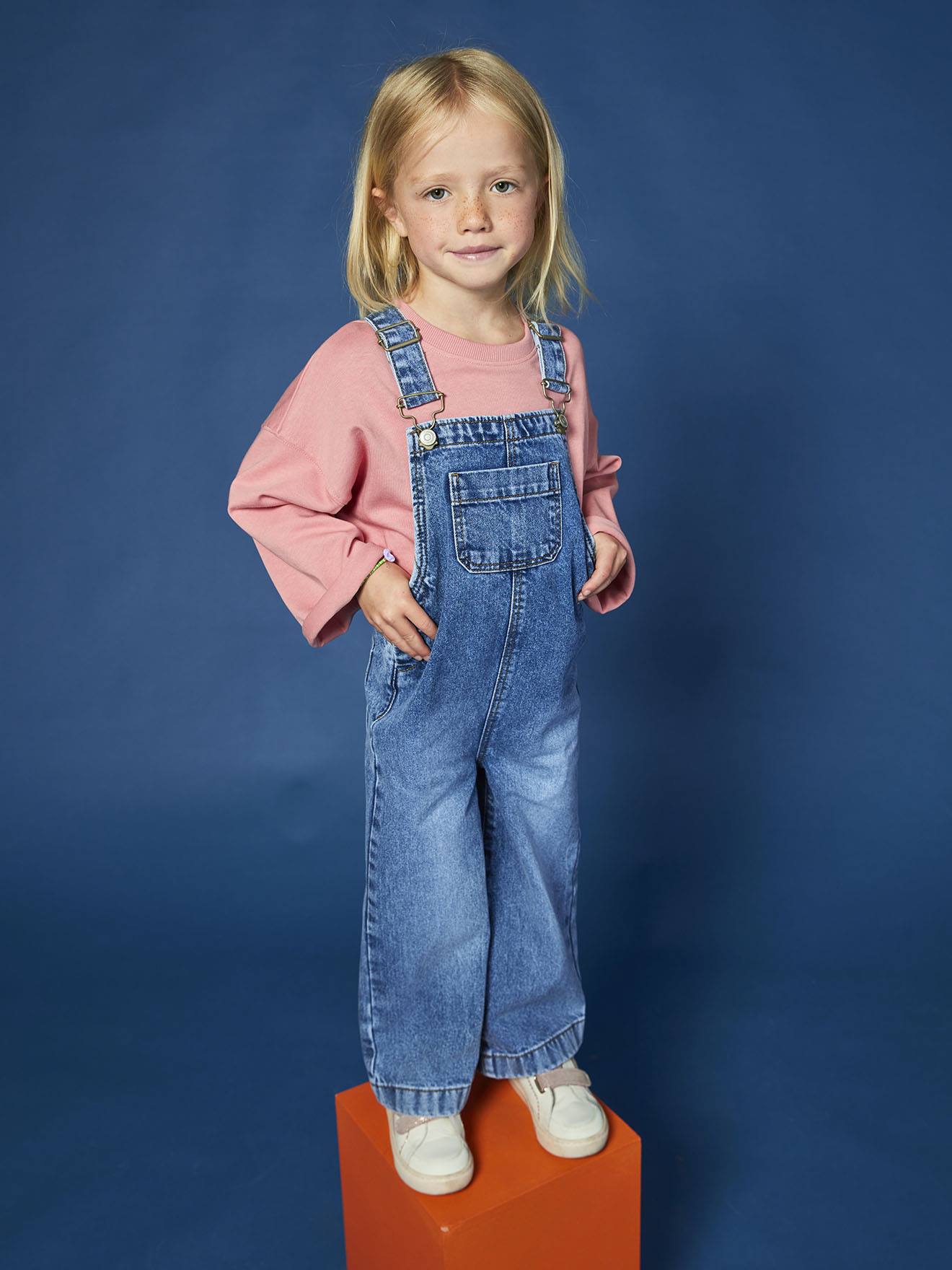Vertbaudet Wijde Salopet Van Jeans Voor Meisjes Stone