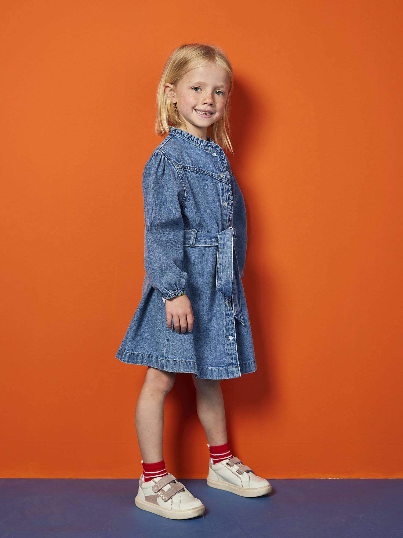 Vertbaudet Jurk In Fantasie Jeans Voor Meisjes Middenblauw