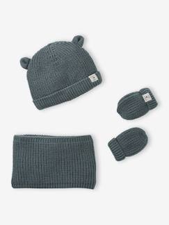 -Ensemble bonnet, snood et moufles bébé