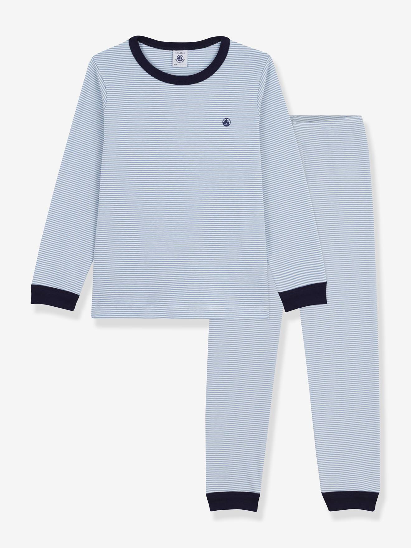 Pyjama enfant en coton à rayures gris