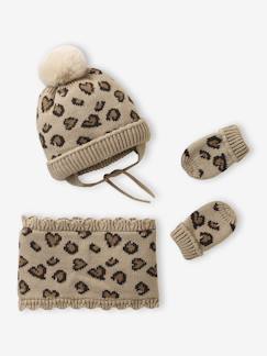 Baby-Luipaard set muts, snood en wanten baby