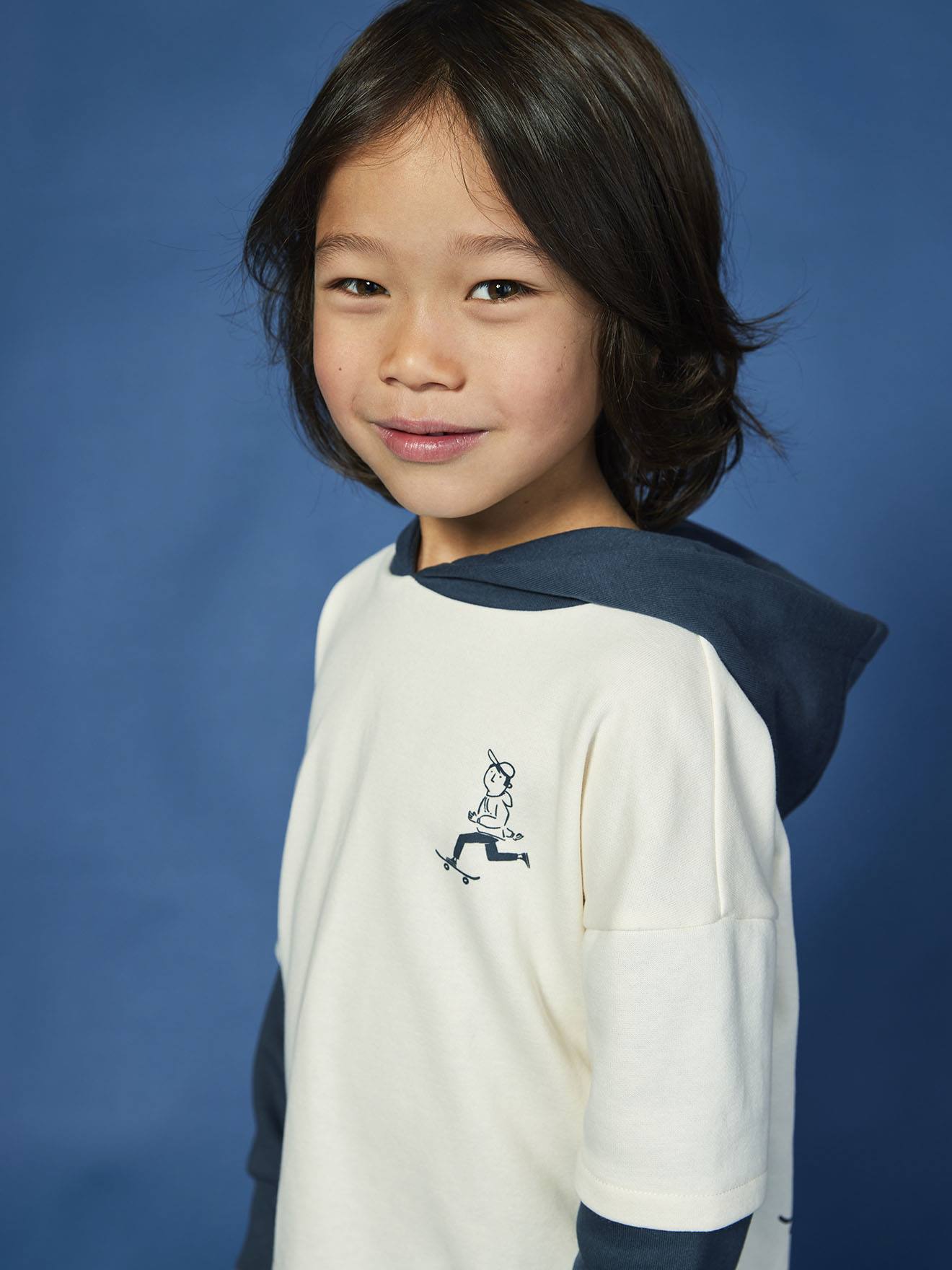 Vertbaudet Sweater Met Capuchon 2-in-1 Effect Met Geplaatste Print Voor Jongens Ecru