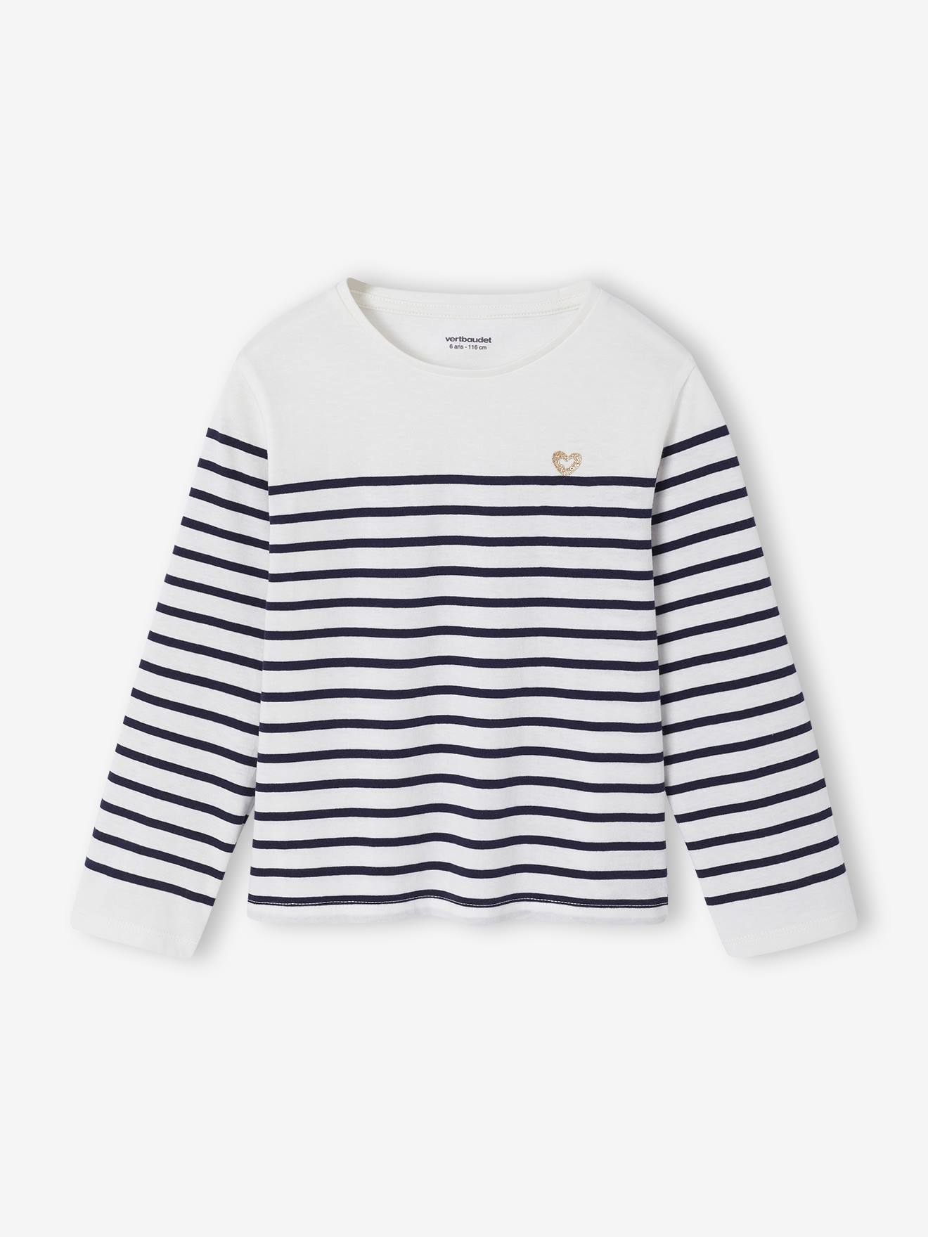 Vertbaudet T-shirt Met Lange Mouwen Voor Meisjes Blauw, Gestreept