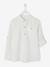 Chemise col Mao en coton/lin garçon manches retroussables BLANC+bleu ciel+Bleu moyen+vert - vertbaudet enfant 
