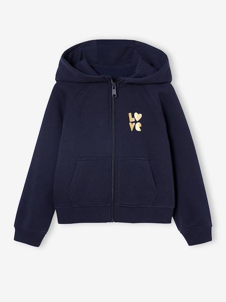 Fille-Pull, gilet, sweat-Sweat-Sweat fille zippé à capuche sport 
