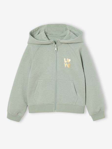 Fille-Pull, gilet, sweat-Sweat-Sweat fille zippé à capuche sport 