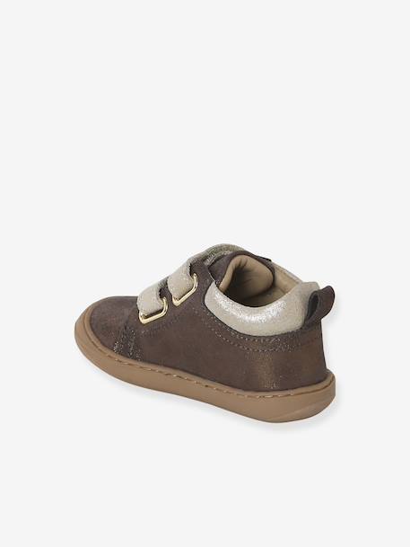 Zachte lederen baby-slofjes voor de eerste stapjes beige, bedrukt+blauw, bedrukt+brons+goud+goudgeel+groen, bedrukt+oudroze+roze (poederkleur)+roze, bedrukt+rozen+turquoiseblauw+veel roze+zachtpaars - vertbaudet enfant 