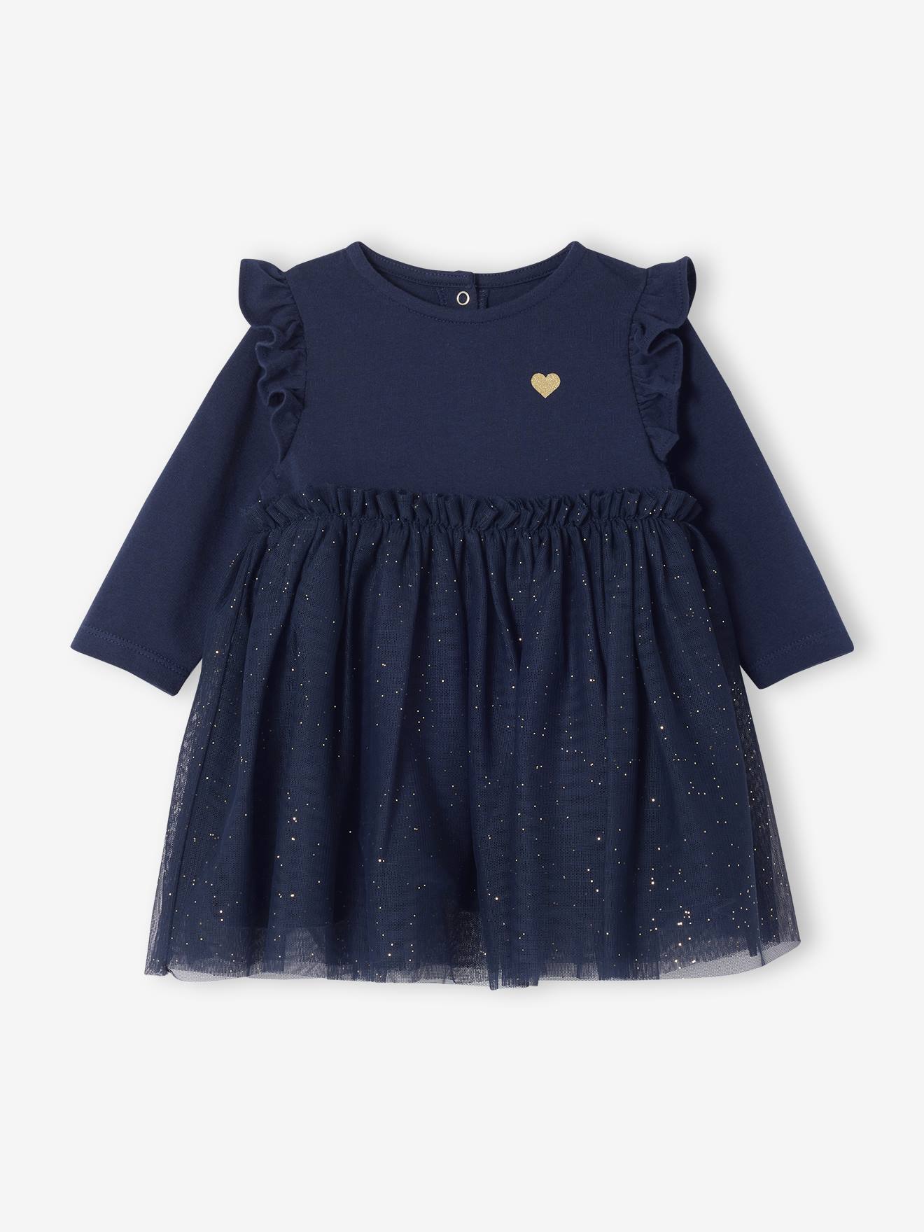 Vertbaudet Kerstjurk Babymeisjes Rok Tule Met Pailletten Marineblauw
