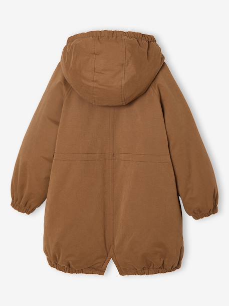 Parka fille à capuche doublée imitation fourrure bois de rose+camel+marine+noir+prune+vert foncé - vertbaudet enfant 