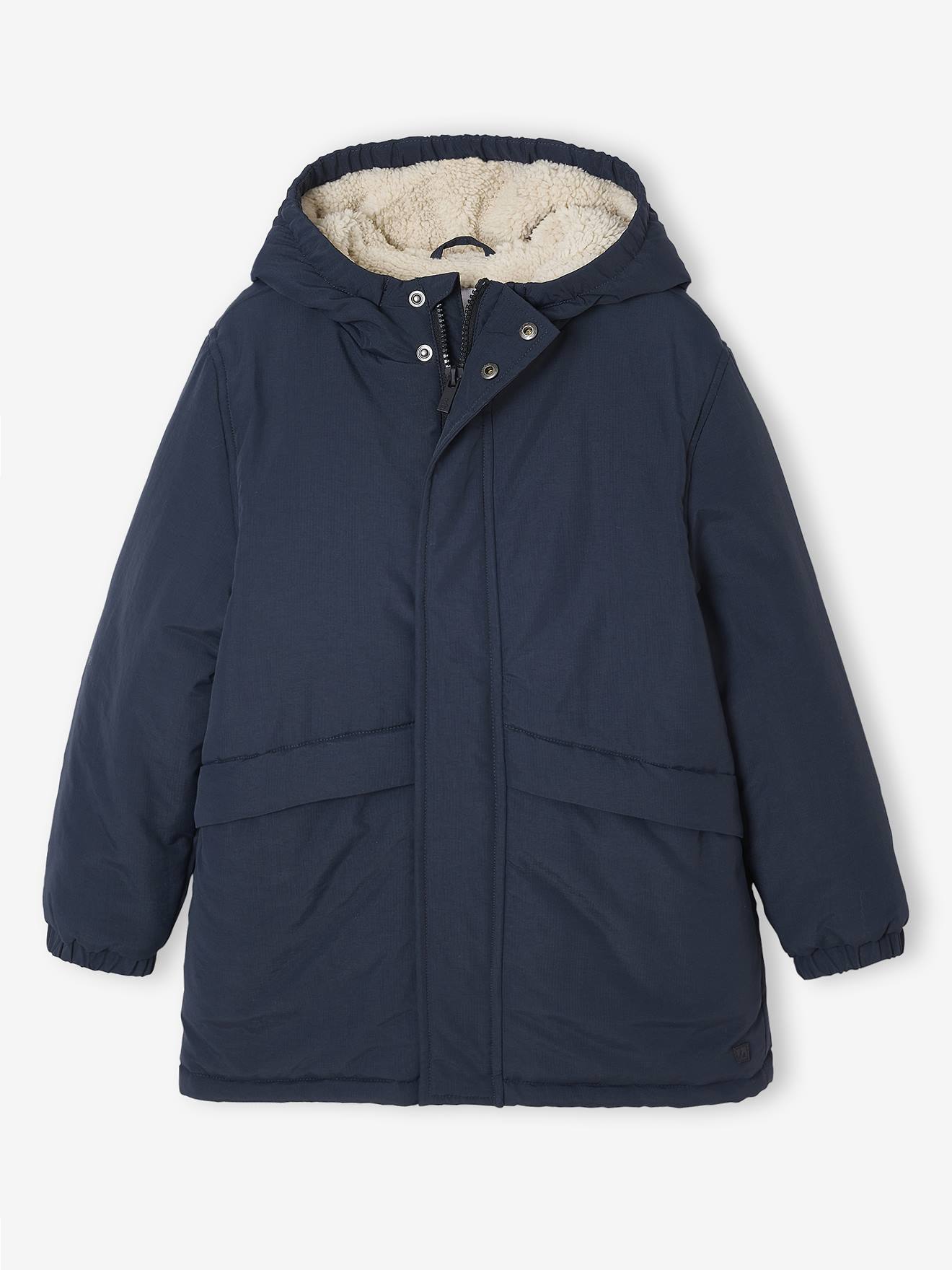 Vertbaudet Parka Met Capuchon En Sherpavoering Voor Jongens Zwart