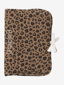 -Protège carnet de santé en gaze de coton léopard personnalisable