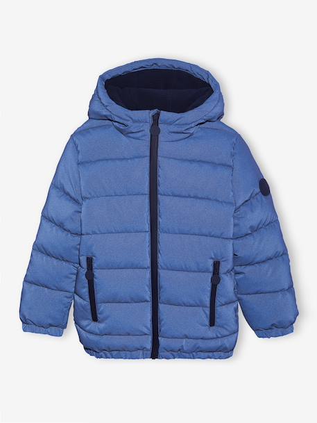 Fleecegevoerde jongensjas met capuchon, reflecterend effect en vulling van gerecyclede vezels Grijs+marineblauw - vertbaudet enfant 