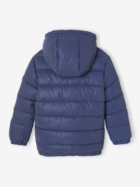 Fleecegevoerde jongensjas met capuchon, reflecterend effect en vulling van gerecyclede vezels Grijs+marineblauw - vertbaudet enfant 