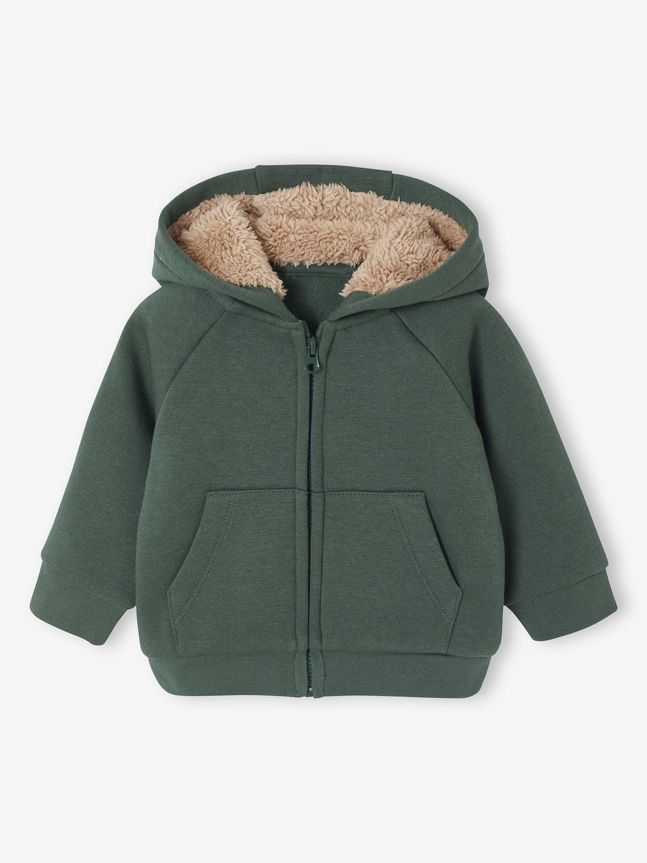 Vertbaudet Baby Vestje Van Fleece Met Rits En Gevoerde Capuchon Dennen
