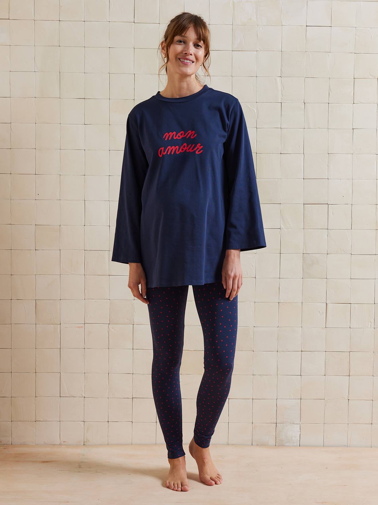 Vertbaudet 2-delige Pyjama Voor Zwangere Vrouwen "mon Amour" Marineblauw
