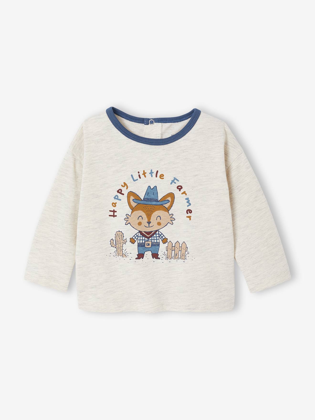 Vertbaudet T-shirt Baby Lange Mouwen Gemêleerd Beige