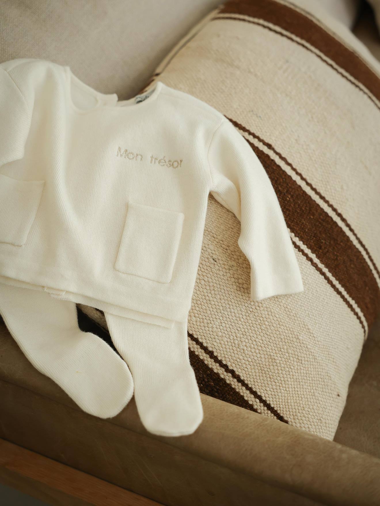 Babyset Tricot Baby Unisex Envie De Fraise Personaliseerbaar Ecru