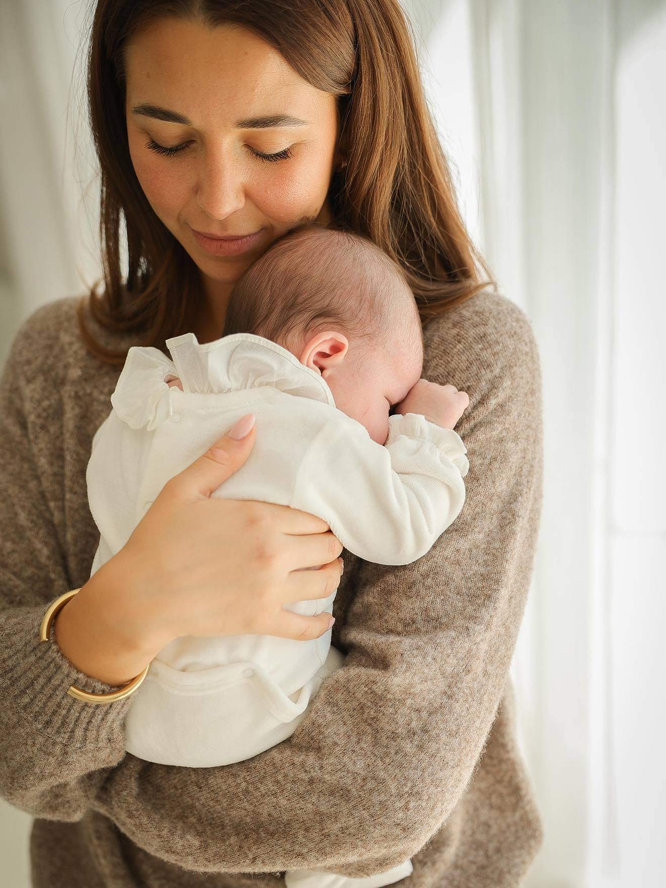 Set Van 2 Babyslaappakje Geboorte Meisje In Fluweel / Velours Envie De Fraise Personaliseerbaar Ecru