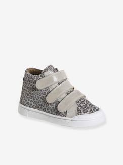 -Leren MID-sneakers met klittenband, kleutercollectie meisjes