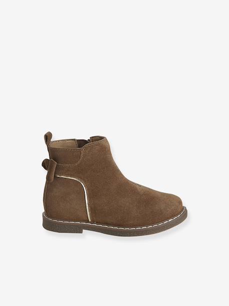 Boots enfant fille cuir zippées camel+marine+noir imprimé - vertbaudet enfant 