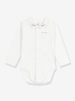 Baby-Body baby met geborduurde kraag in ribstof PETIT BATEAU
