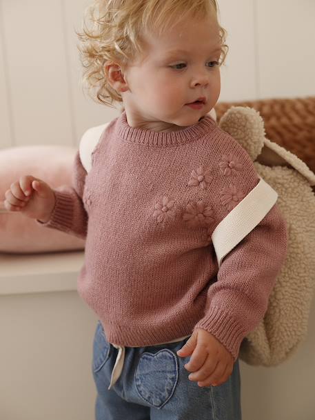 Bébé-Pull bébé en tricot avec fleurs brodées